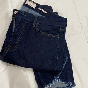 JEN7 by For All Mankind Angle Fray Hem Ankle Skinny Jeans